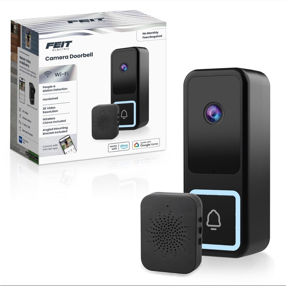 Feit 3018871 Wireless Smart-Enabled Video Doorbell NEW